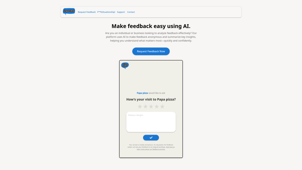 Sincero website screenshot