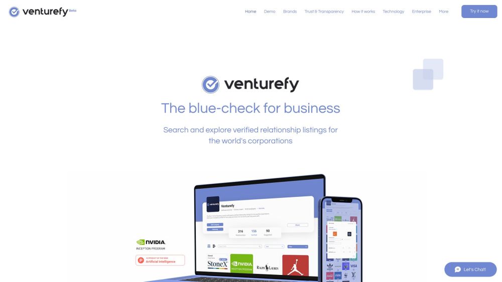 Venturefy Ai website screenshot