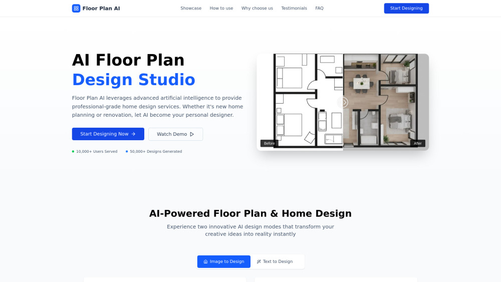 Floor Plan Ai website screenshot