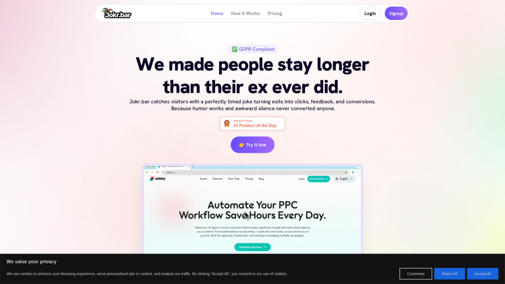 Jokr Bar website screenshot