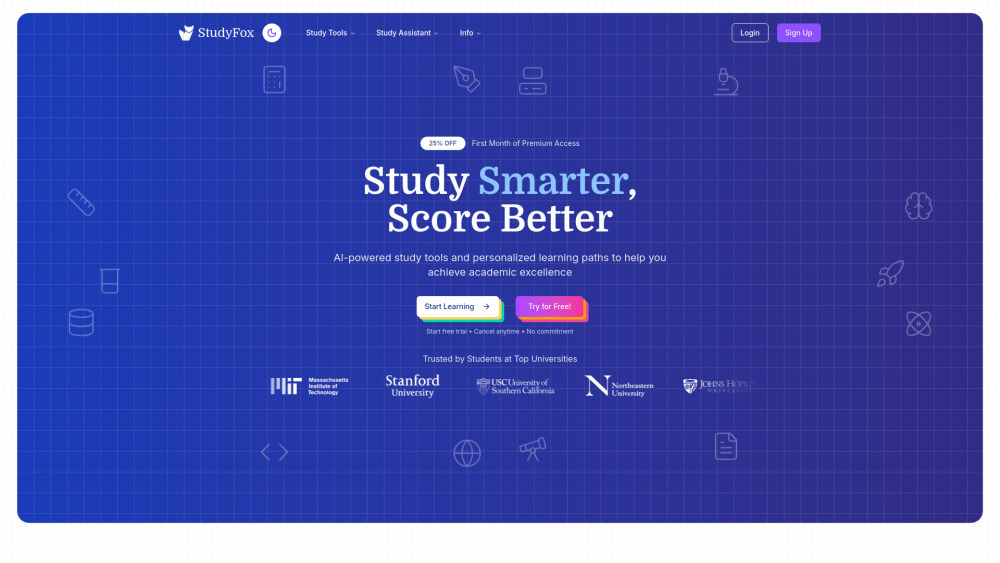 Studyfox website screenshot