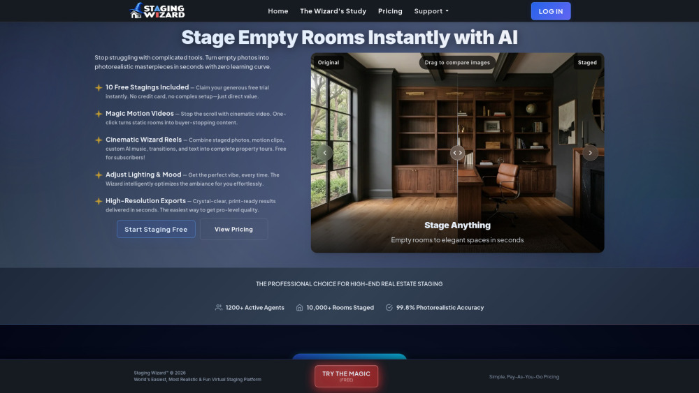 Staging Wizard website screenshot