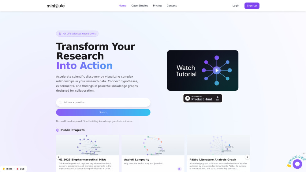 Minicule website screenshot
