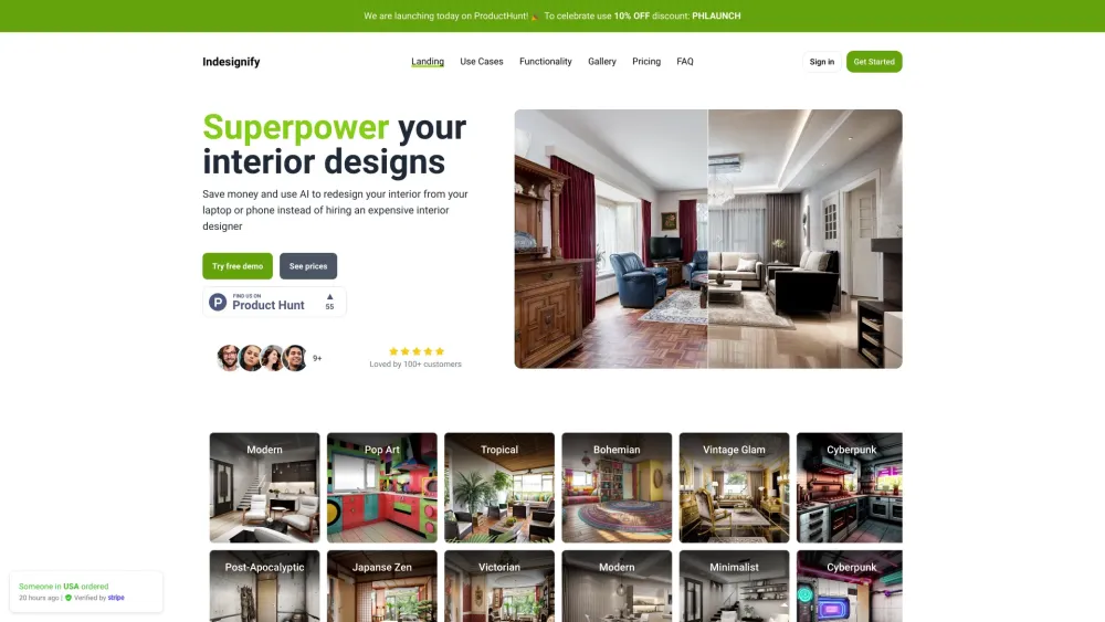 Indesignify website screenshot