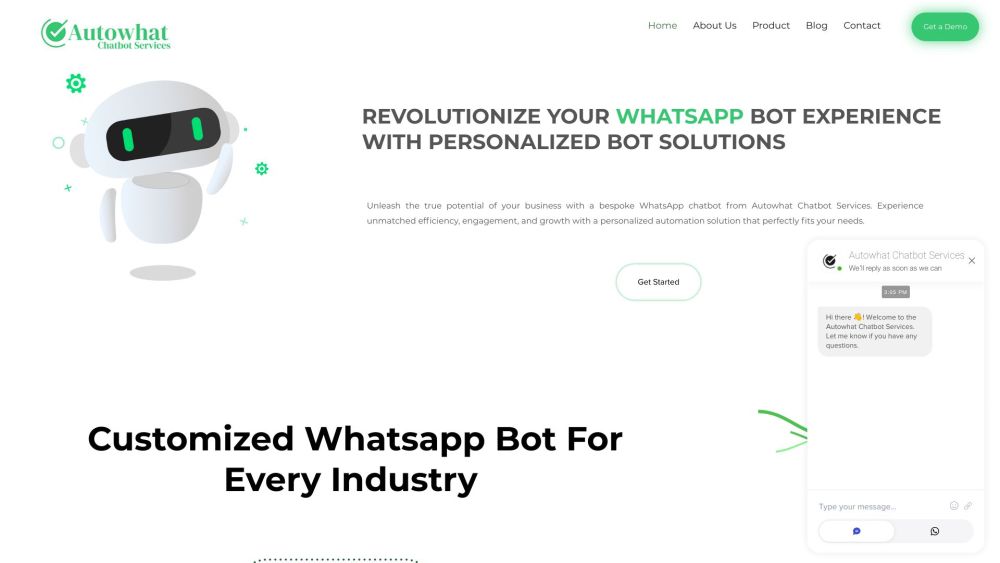 Whatsapp Bot website screenshot
