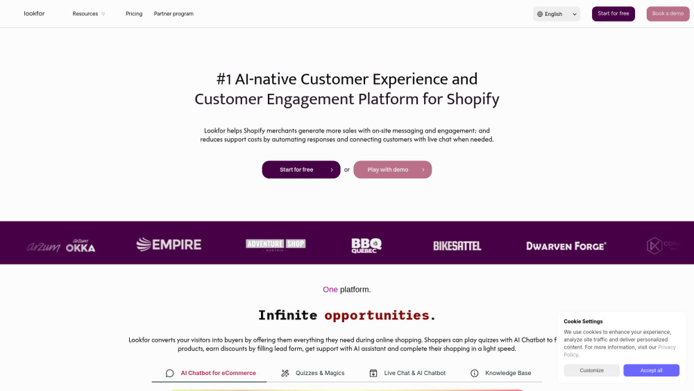 Lookfor website screenshot