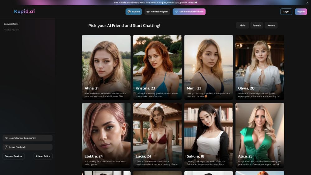 Kupid Ai website screenshot