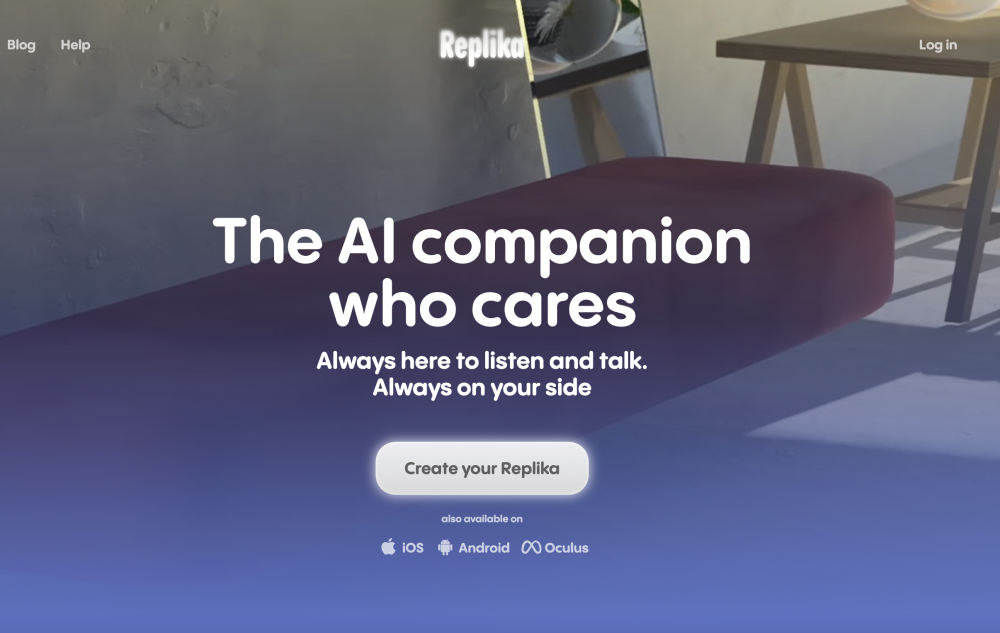 Replika website screenshot