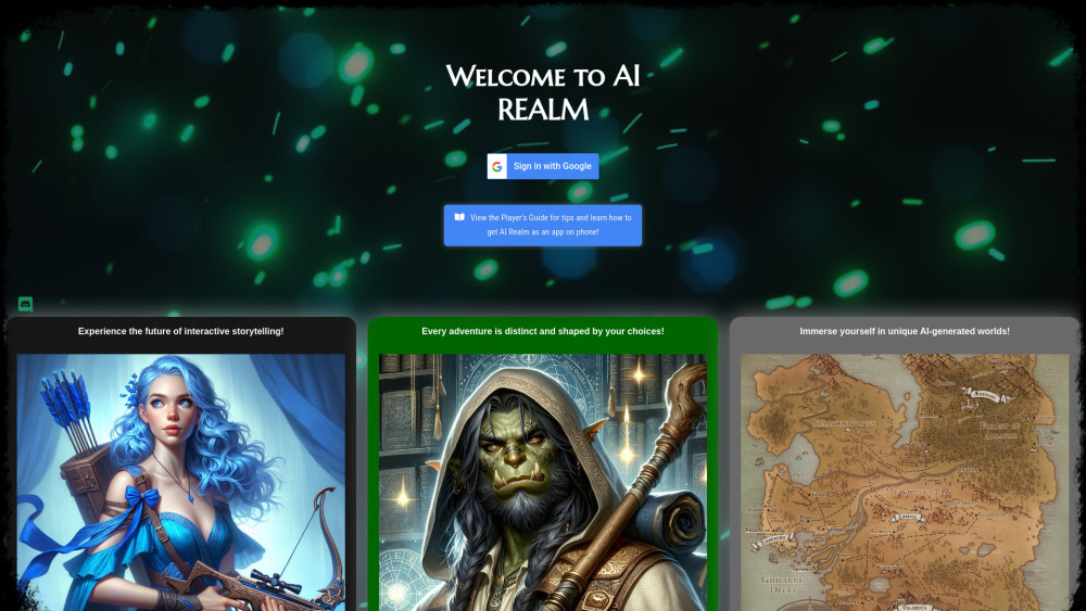 Ai Realm Ai Game Master website screenshot