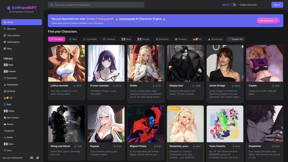 Gptgirlfriend website screenshot