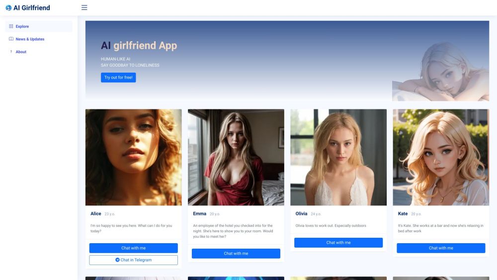 Ai Girlfriend Alice website screenshot