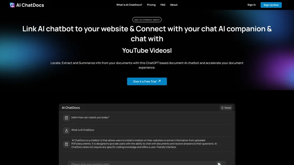 Ai Chatdocs website screenshot