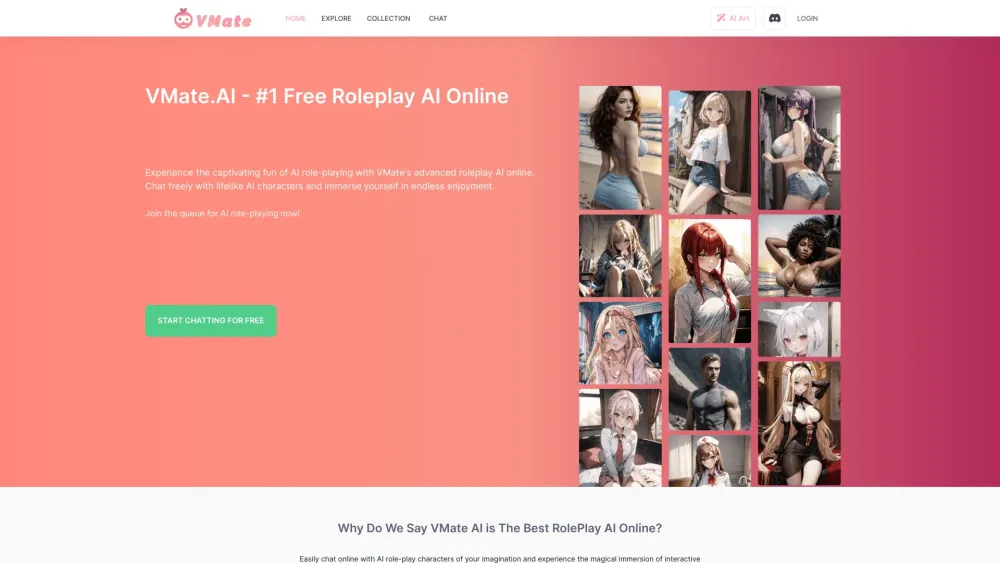 Vmate Ai website screenshot