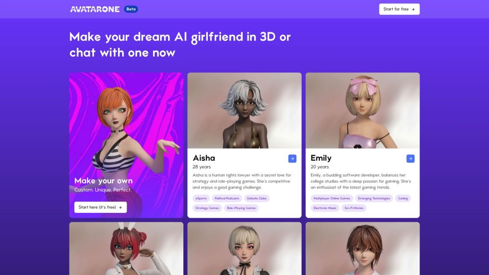 Avatar One website screenshot
