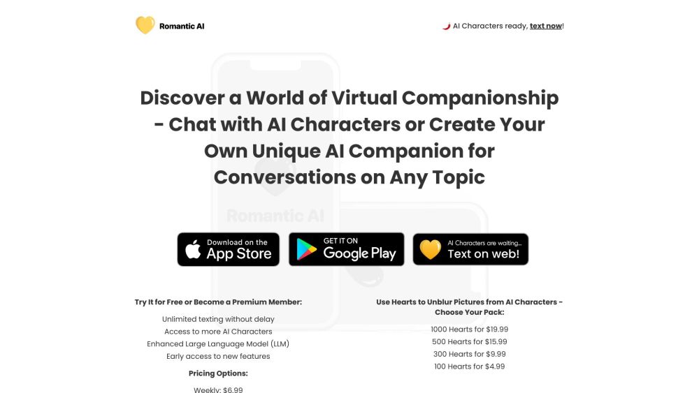 Romanticai Com website screenshot