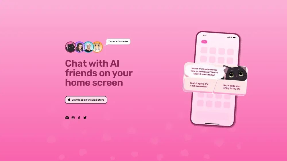 Dippy Widget Ai Character Chat website screenshot