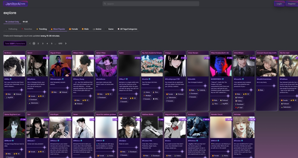 Janitorai website screenshot