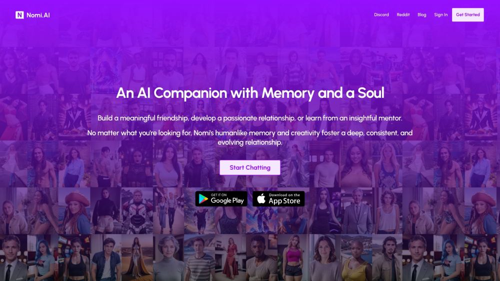 Nomi Ai website screenshot