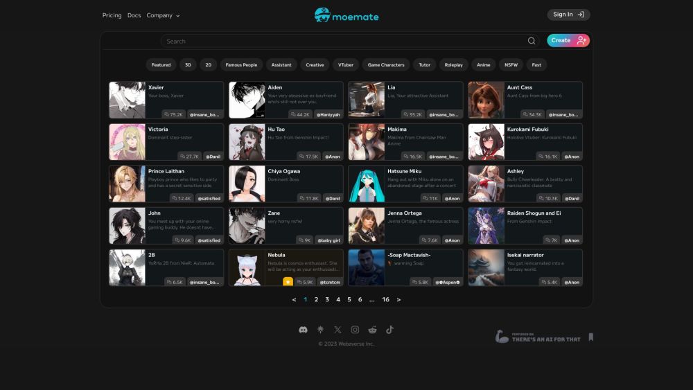 Moemate website screenshot