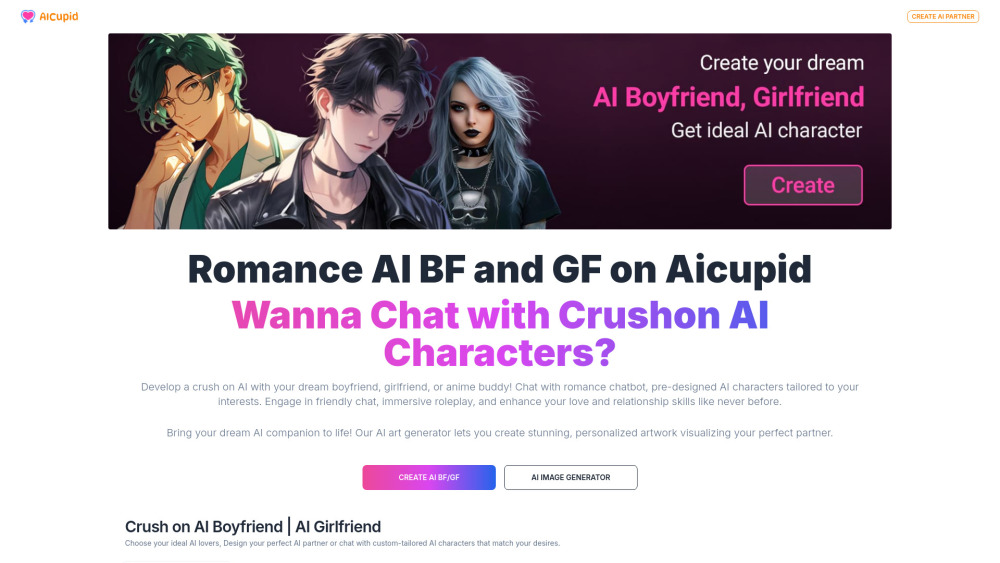 Ai Cupid website screenshot