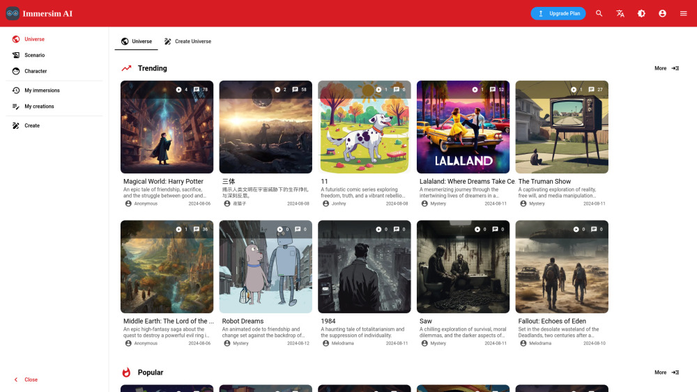Immersim Ai website screenshot