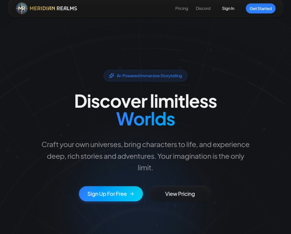 Meridian Realms website screenshot