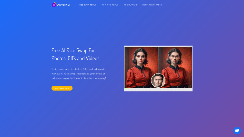 Pixnova Face Swap website screenshot