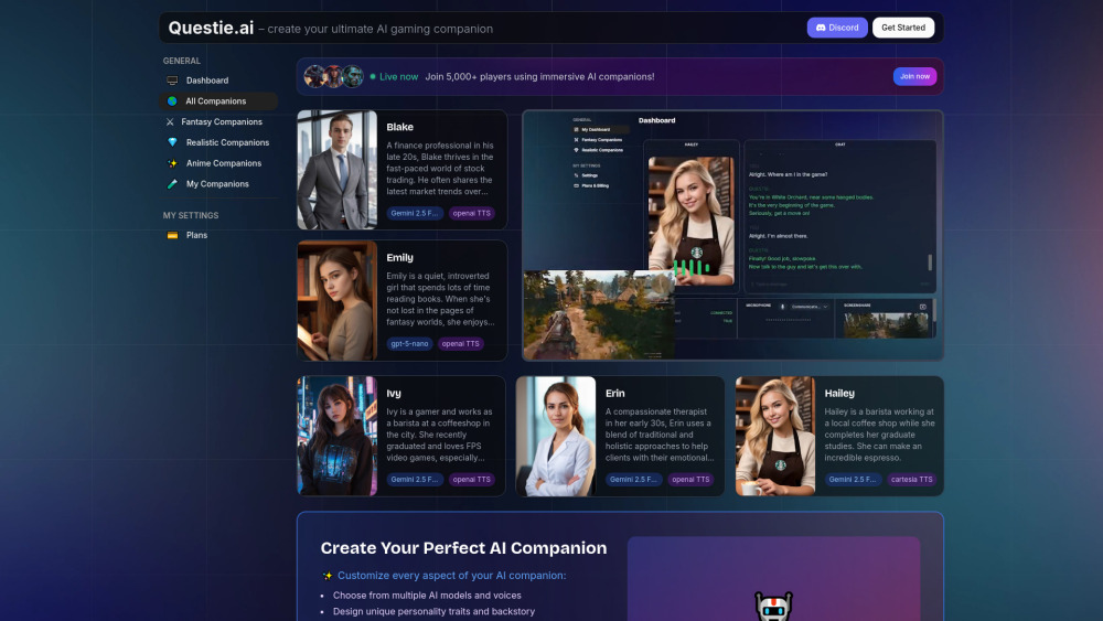 Questie Ai website screenshot