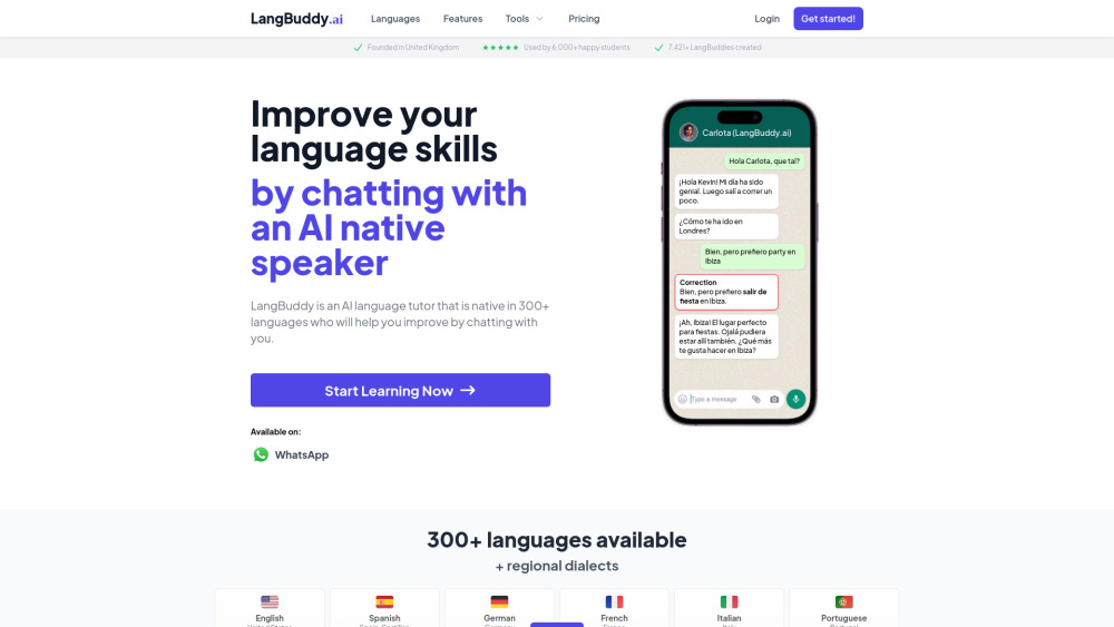 Langbuddy Ai website screenshot