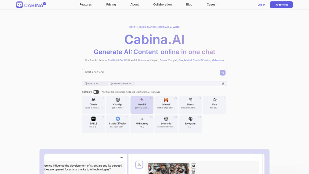 Cabina Ai website screenshot