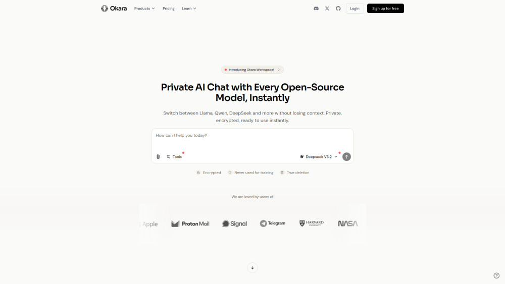 Okara website screenshot