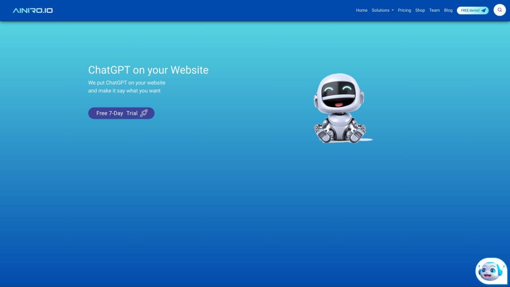 Ainiro website screenshot