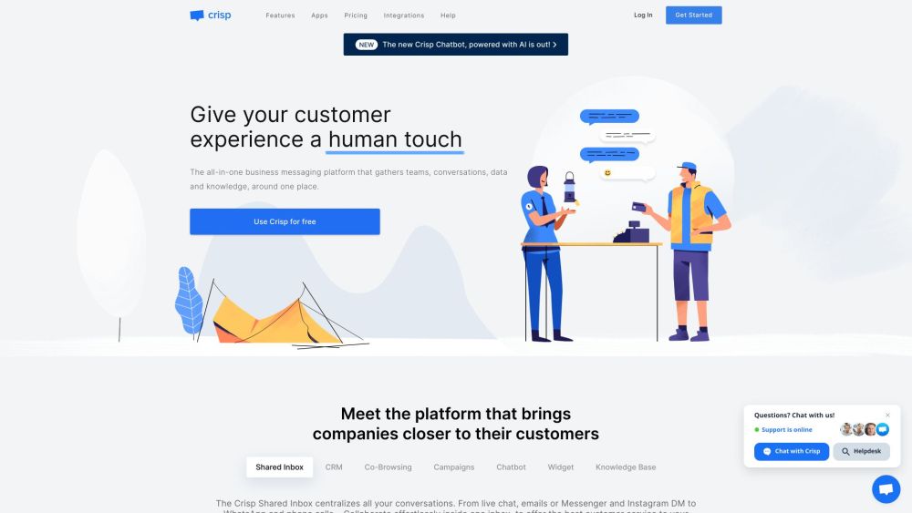 Crisp Chat website screenshot