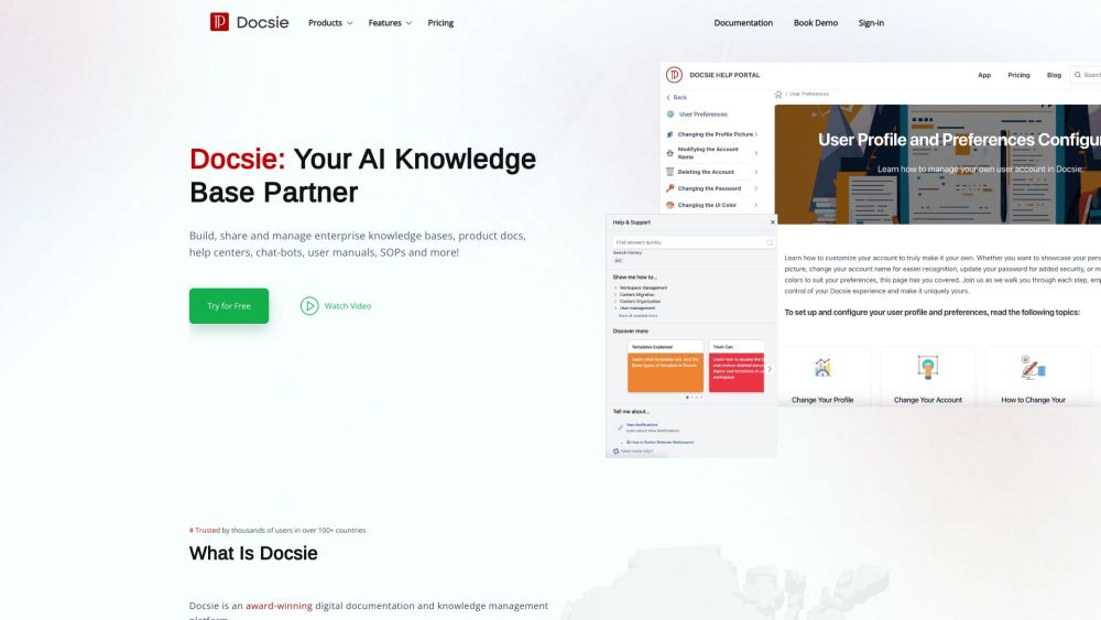 Docsie 2 0 website screenshot