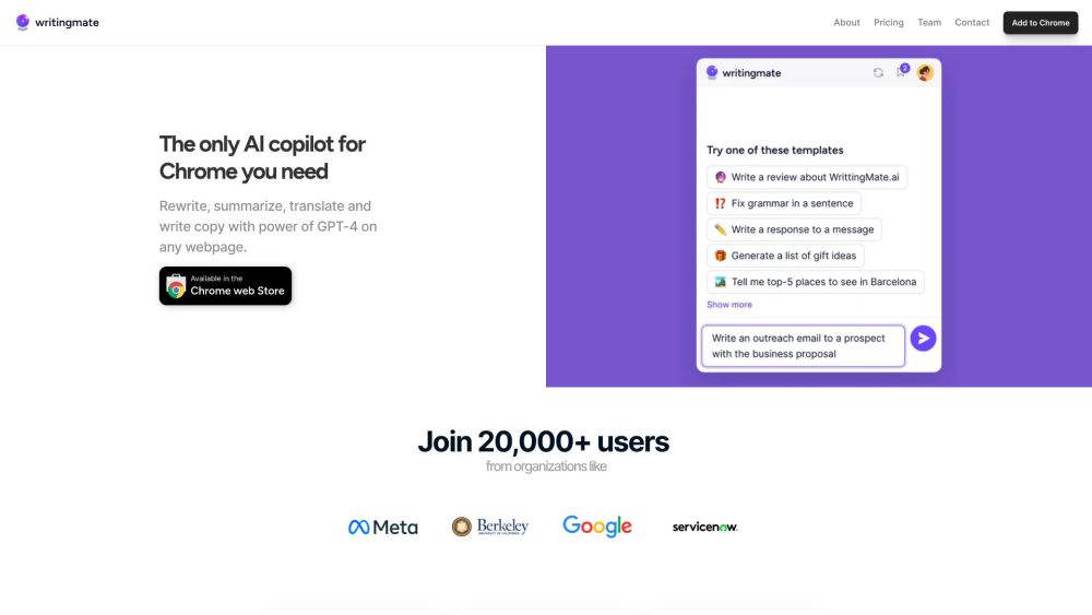 Writingmate Ai website screenshot