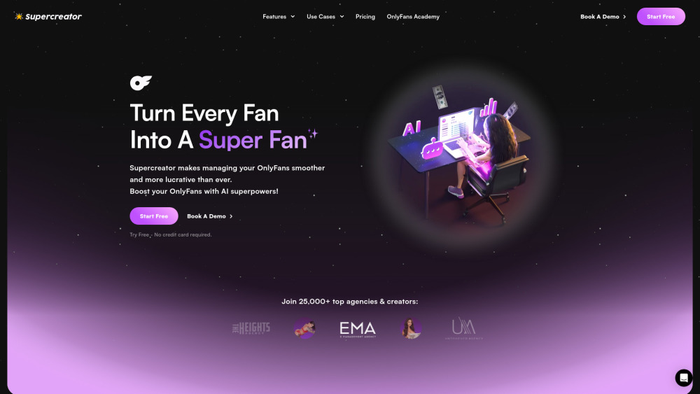 Supercreator Ai For Onlyfans website screenshot