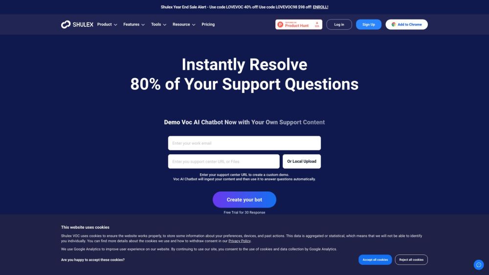 Vocai Chatbot website screenshot
