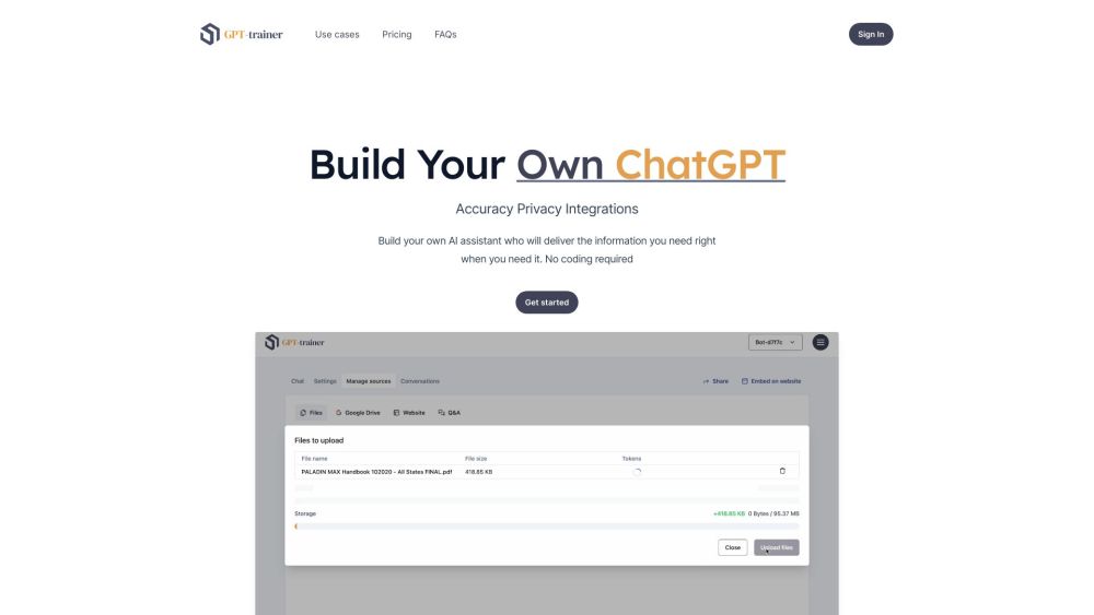 Gpt Trainer website screenshot