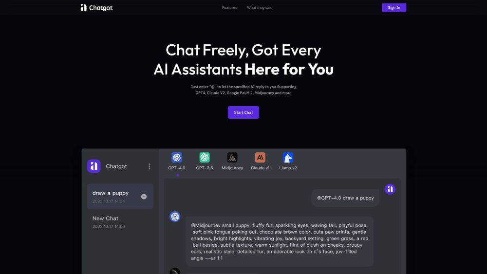 Chatgot website screenshot