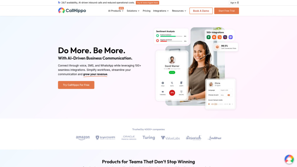 Callhippo website screenshot