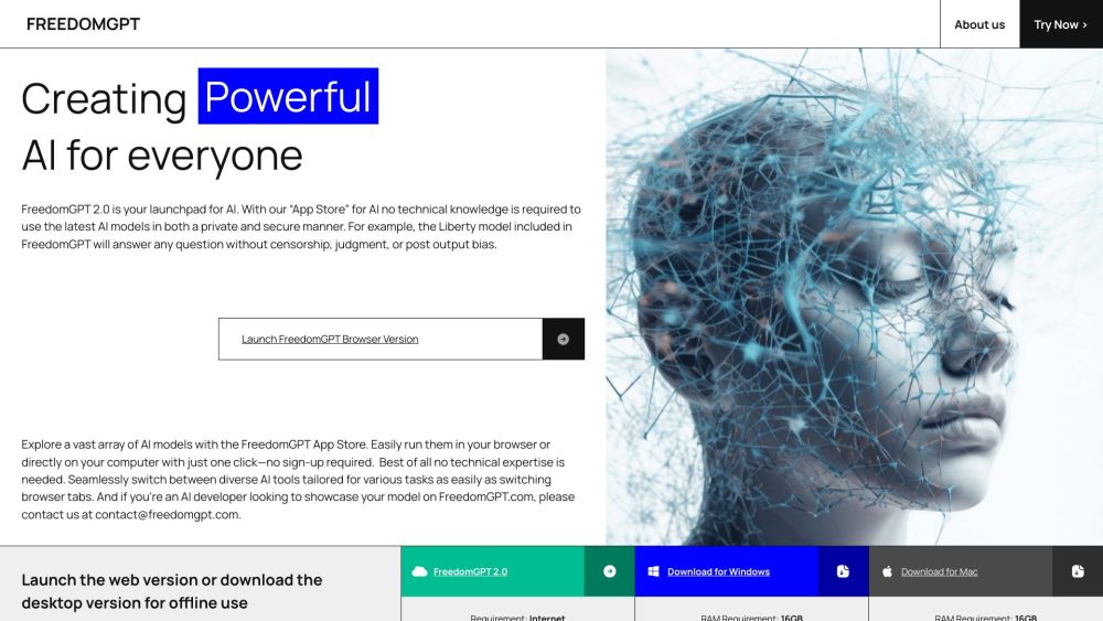 Freedomgpt Com website screenshot