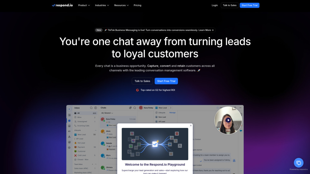 Respond Io website screenshot