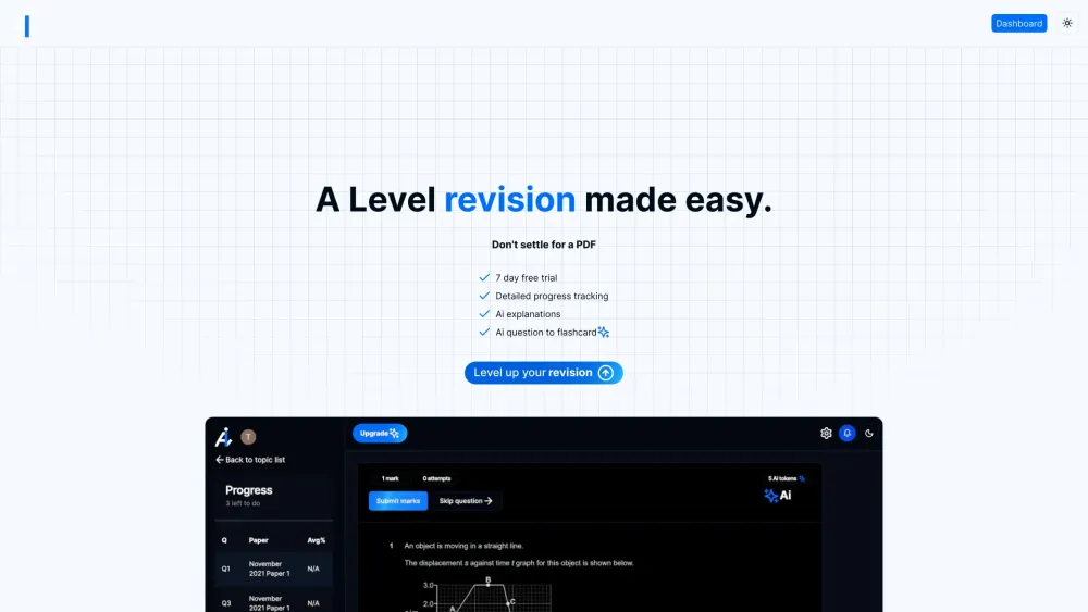 Alevels Ai website screenshot