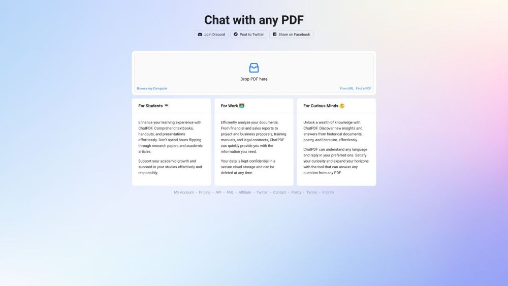 Chatpdf website screenshot