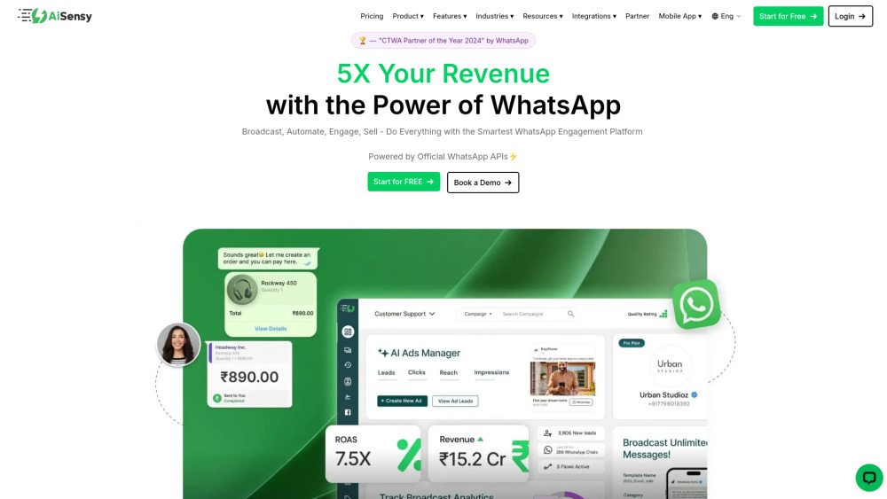 Aisensy website screenshot