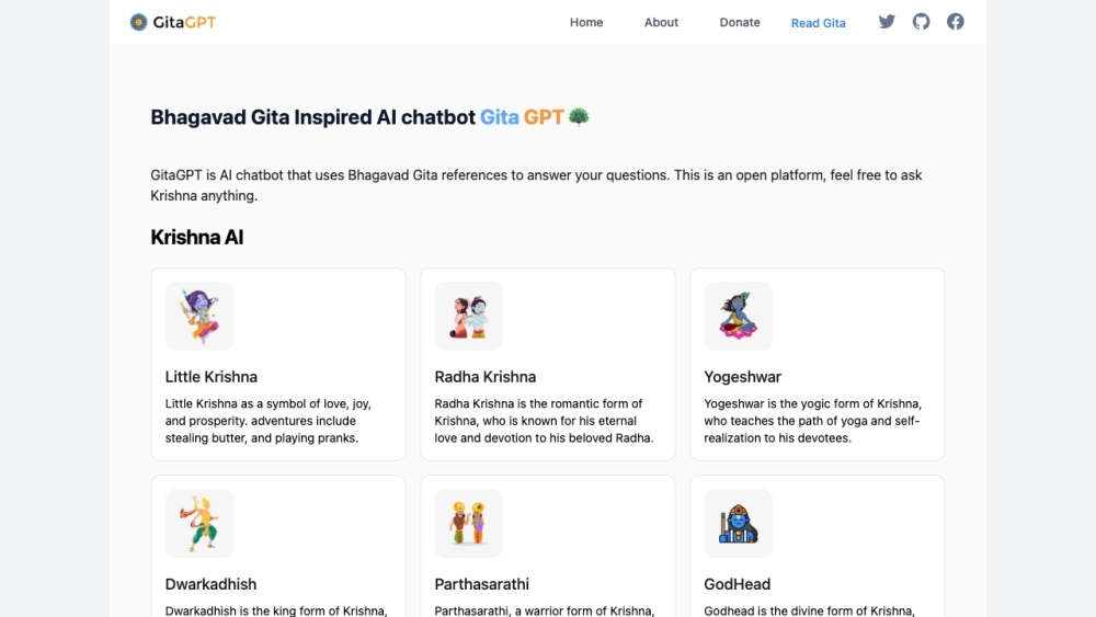 Gita Gpt website screenshot