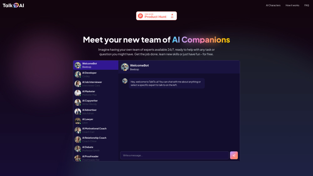 Talkto Ai website screenshot