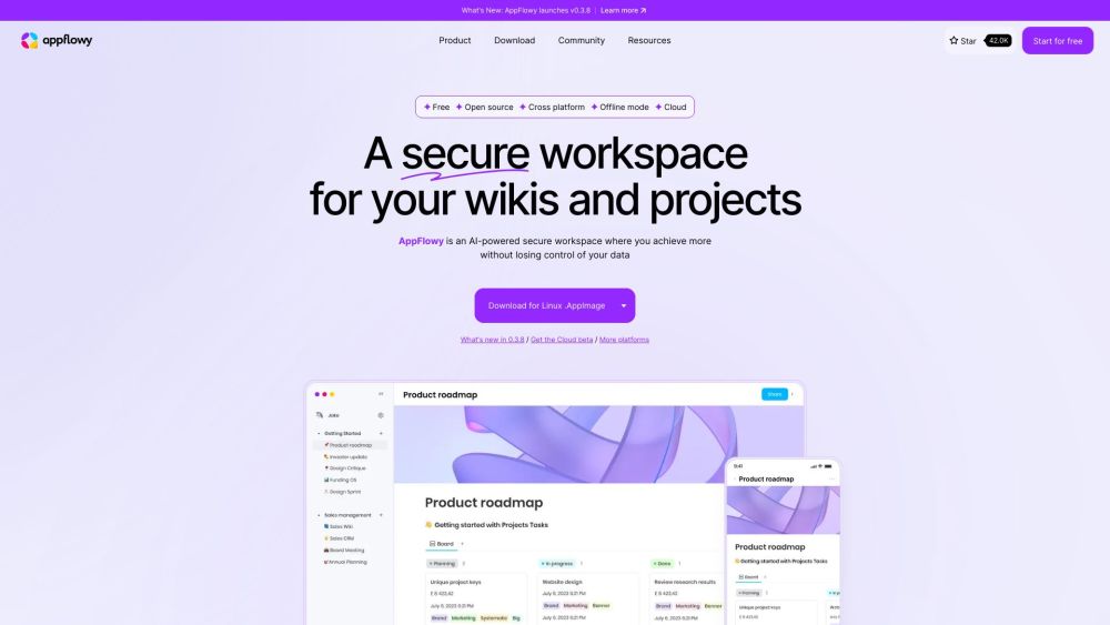 Appflowy Open Source Notion Alternative website screenshot