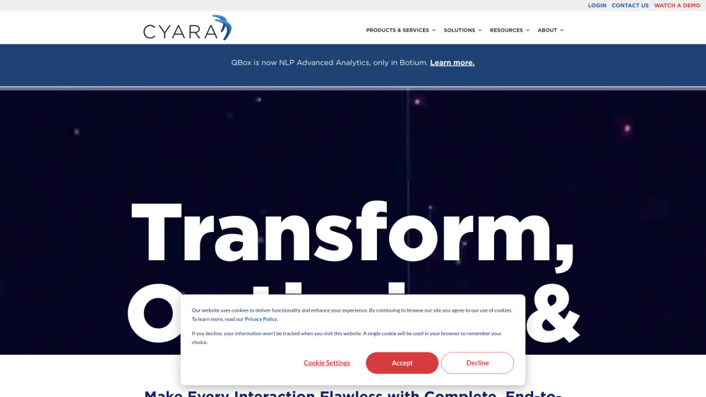 Cyara website screenshot