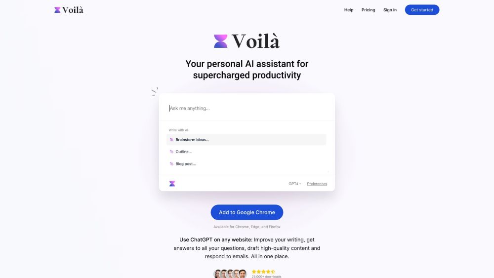 Voil Chatgpt Browser Assistant website screenshot